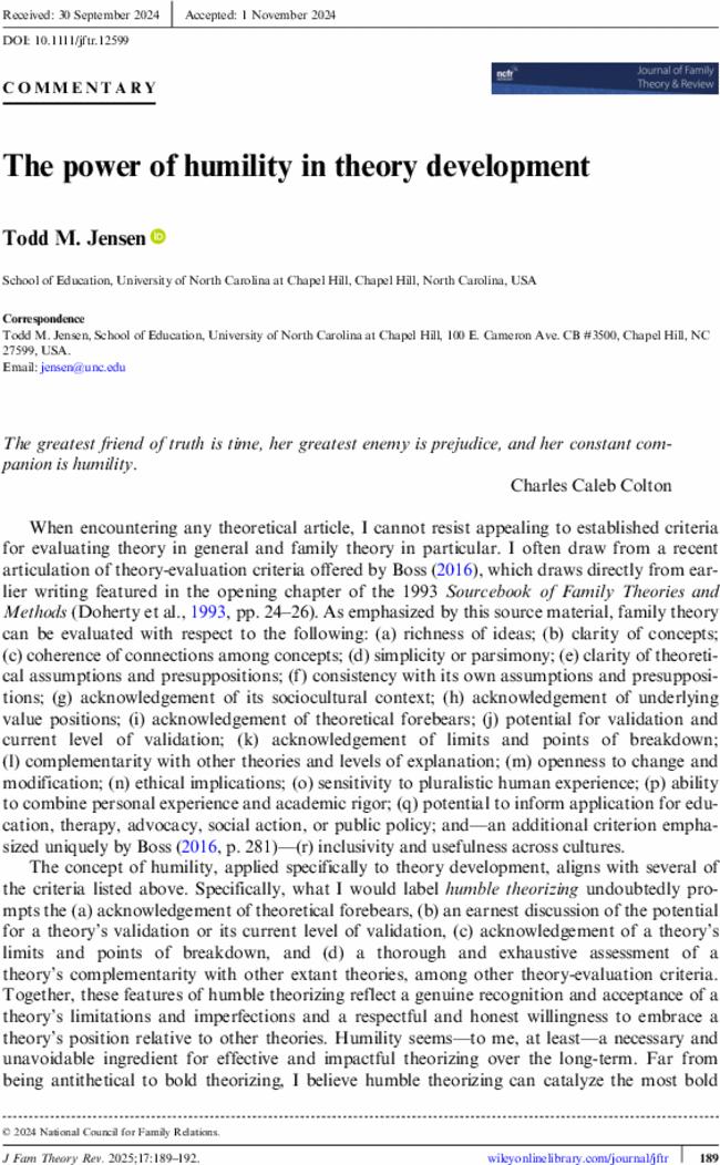 The power of humility in theory development