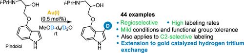 Au(I)-Catalyzed Regioselective Hydrogen Isotope Labeling of Indoles