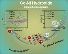 Unveiling the performance of ultrathin bimetallic CoxNi1−x(OH)2 nanosheets for pseudocapacitors and oxygen evolution reaction