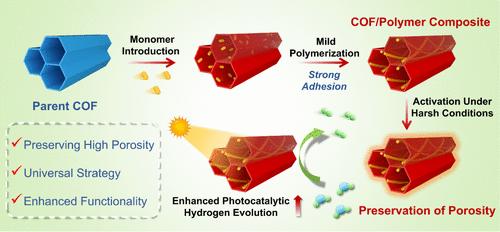 Preserving High Porosity of Covalent Organic Frameworks via Functional Polymer Guest Introduction