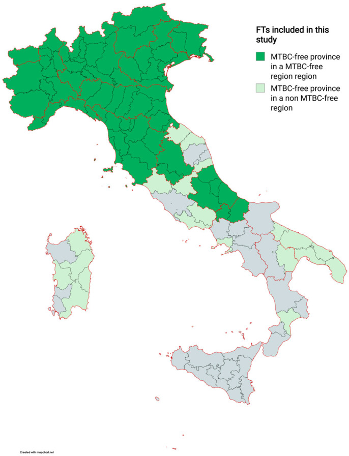 An Overview of a Re-Emerging Disease in Italy: Bovine Tuberculosis Outbreaks in Cattle from MTBC-Free Territories.