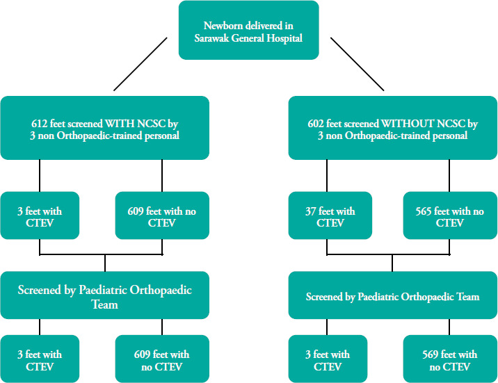 Development and validation of the Newborn Clubfoot Screening Checklist to improve the detection of postnatal congenital talipes equinovarus among newborns by non-orthopaedic-trained healthcare workers in Sarawak General Hospital: A cross-sectional prospective study.