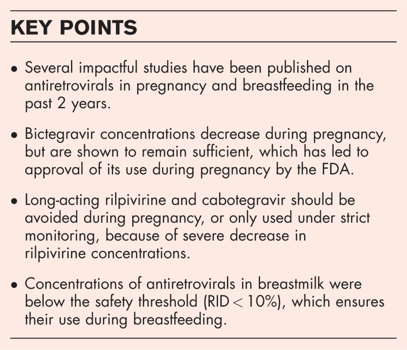 Current opinion: antiretrovirals during pregnancy and breastfeeding.