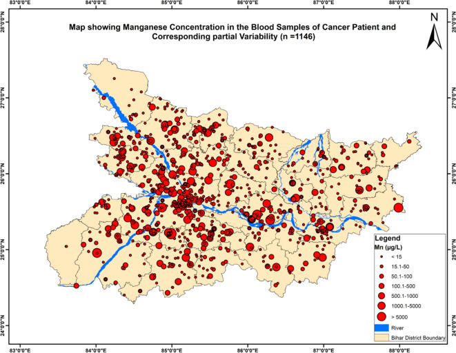 Manganese pollution in eastern India causing cancer risk.