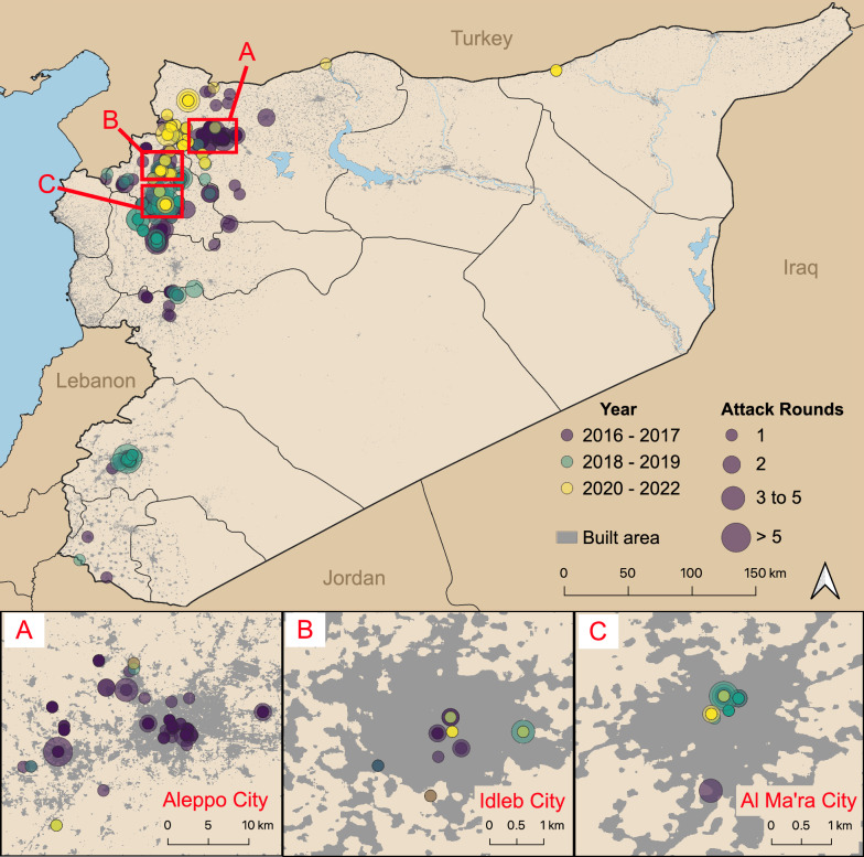 Exploring relationships between conflict intensity, forced displacement, and healthcare attacks: a retrospective analysis from Syria, 2016-2022.