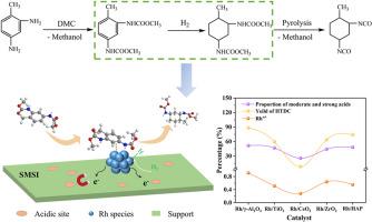 Selective hydrogenation of dimethyl toluene-2,4-dicarbamate over supported Rh-based catalysts: Effect of support properties