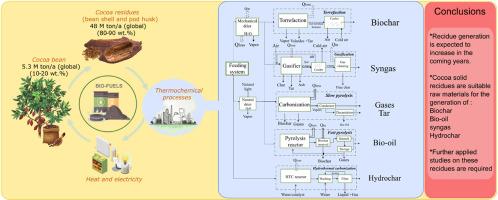 Solid residues from cocoa production chain: Assessment of thermochemical valorization routes