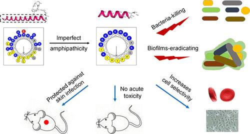 Development of α-Helical Antimicrobial Peptides with Imperfect Amphipathicity for Superior Activity and Selectivity