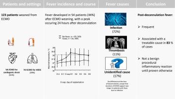 Fever following extracorporeal membrane oxygenation decannulation: Infection, thrombosis or just physiology?