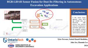 RGB-LiDAR sensor fusion for dust de-filtering in autonomous excavation applications