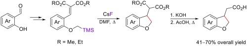 Synthesis of (2,3-dihydrobenzofuran-3-yl)acetic acids from salicylic aldehydes: Trimethylsilyl as traceless activating group