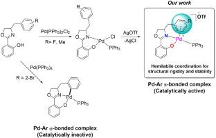 Enhancing stability of cationic palladium complexes with hemilabile 2-benzyl oxazoline ligands: Structural insights and catalytic implications