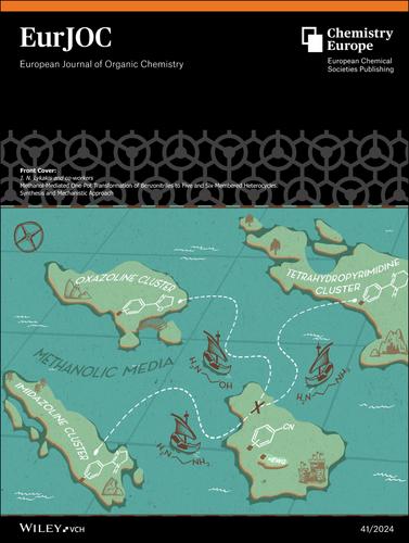 Front Cover: Methanol-Mediated One-Pot Transformation of Benzonitriles to Five and Six-Membered Heterocycles: Synthesis and Mechanistic Approach (Eur. J. Org. Chem. 41/2024)