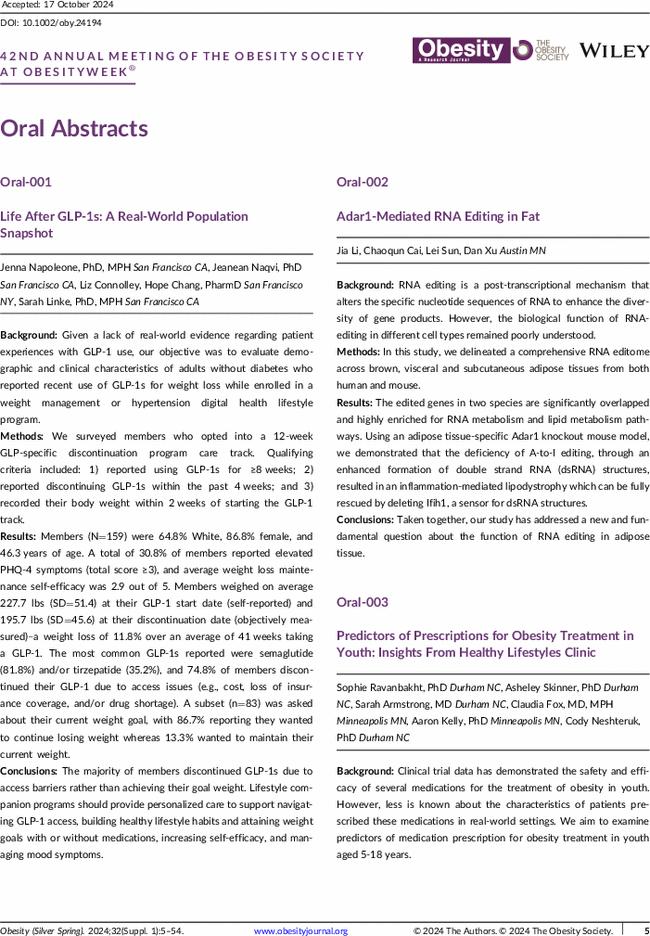 Oral Abstracts