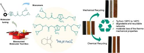 The Next Generation of Recyclable Epoxy-anhydride Networks Combining Metallic Ionic Liquid (MIL) and Epoxidized IL-Based Monomers