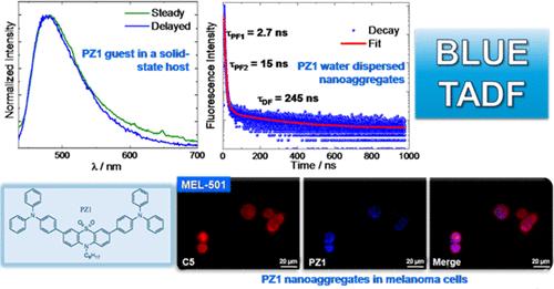 Ad-Hoc Functionalization of Phenothiazine Dioxide Derivatives to Achieve Blue Thermally Activated Delayed Fluorescence in Organic Nanoaggregates
