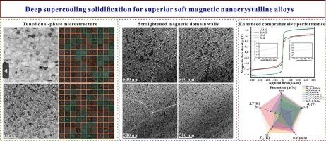 Deep supercooling solidification towards tuned amorphous/nanocrystalline dual phases for superior magnetic nanocrystalline alloys