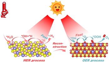 Photothermally enhanced electrocatalytic water splitting with iron-doped nickel phosphide