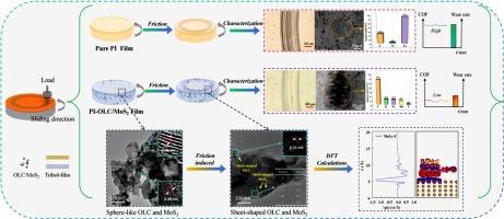 Investigate on preparation and dry tribological behaviors of onion-like carbon/MoS2 polyimide coatings