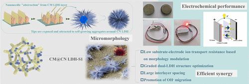 Efficient Synergy of Sea Urchin-like Graded Structure Supercapacitor Electrodes by Modulating the Morphology of Layered Double Hydroxide Composites