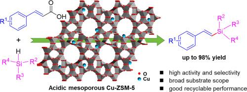 Mesoporous Cu-doped ZSM-5 zeolite for efficient radical-mediated decarboxylative silylation