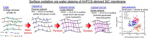 Surface oxidation via water plasma for increased H2 permselectivity of Allylhydridopolycarbosilane (AHPCS)-derived SiC membranes