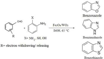 A highly efficient and magnetically separable Fe3O4/WO3 catalyst for the synthesis of some benzimidazoles, benzoxazoles, and benzothiazoles, serving as potential drugs to treat nephropathy diseases