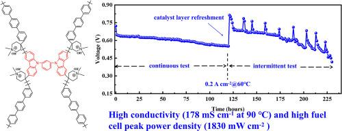 High performance anion exchange membrane containing large, rigid branching structural unit for fuel cell and electrodialysis applications