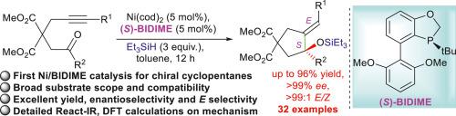 Highly enantio-stereoselective Ni-catalyzed reductive cyclization to cyclopentanes with chiral quaternary centres of trisubstituted allylic siloxanes