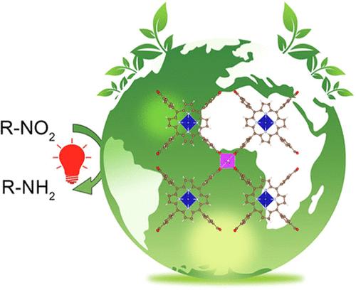 Bimetallic Porphyrin Metal–Organic Framework as Photocatalyst for Red-Light-Driven Selective Reduction of Nitroarenes to Aromatic Amines