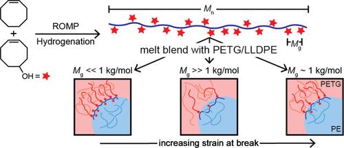 Pendant Hydroxy Polyethylene Reactive Additives for Improved Mechanical Properties and Melt Processability of Poly(ethylene terephthalate)/Polyethylene Blends