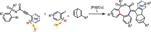 Dual Inert C–H Bond Site-Selective Activations Enabled by Pd/Norbornene-Mediated Cascade Cyclization toward Medium-Sized Polyheterocyclic Methylene Sulfoximines