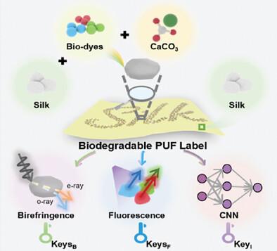 Robust and Versatile Biodegradable Unclonable Anti-Counterfeiting Labels with Multi-Mode Optical Encoding Using Protein-Mediated Luminescent Calcite Signatures