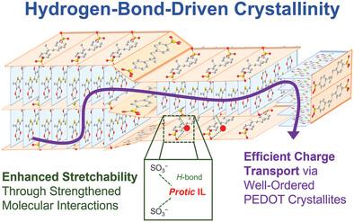 Protic Ionic Liquids: A General Strategy for Enhancing Electrical Conductivity and Stretchability of Conducting Polymer Thin Films
