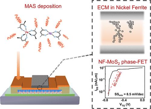 Sub-1 V Threshold Switching in Microwave-Assisted Solvothermal Nickel Ferrite Films and Its Application for Steep Switching MoS2-Phase FETs