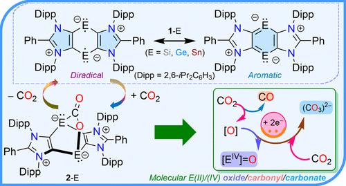 Structural Snapshots of Reversible Carbon Dioxide Capture and (De)oxygenation at Group 14 Diradicaloids