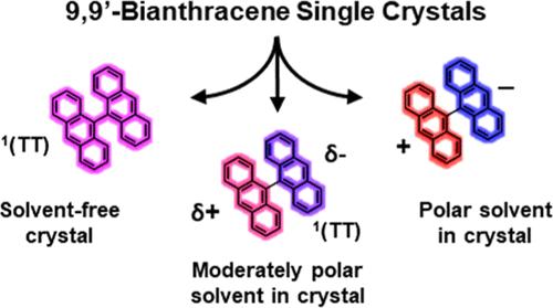 Polarity of Ordered Solvent Molecules in 9,9′-Bianthracene Single Crystals Selects between Singlet Fission or Symmetry-Breaking Charge Separation