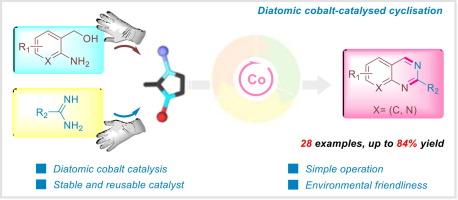 Diatomic cobalt–catalyzed cyclization of o-aminobenzyl alcohol with amidine for the synthesis of quinazolines