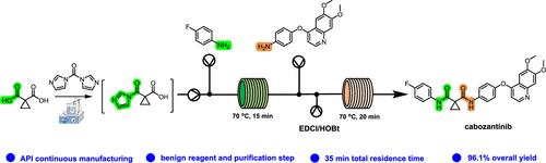 Two-Step Continuous Synthesis of Cabozantinib in a Microreactor: Mechanism and Kinetics Research of EDCI/HOBt-Mediated Amidation