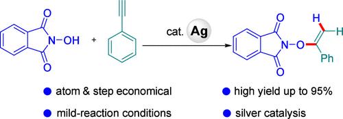 Silver-Catalyzed Markovnikov Addition Hydrofunctionalization of Terminal Alkynes: Synthesis of N-Enoxyimides and Oximes