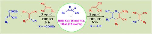 Hydrogen Bond Donor-Catalyzed One-Pot Transformations of 2,2-Disubstituted Epoxides: Synthesis of Functionalized Nitrile-Rich Derivatives