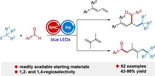 Regioselective Alkylacylation of 1,3-Dienes by Merging N-Heterocyclic Carbene Catalysis with Photoinduced Palladium Catalysis