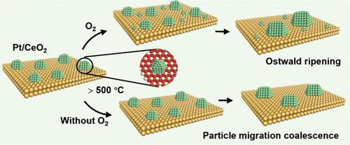 Unravelling the Effect of Oxygen on the Sintering Mechanism of Pt/CeO2 in the CO Oxidation Reaction