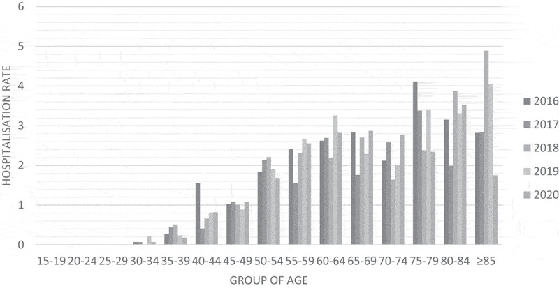 Hospitalization burden associated with anus and penis neoplasm in Spain (2016-2020).
