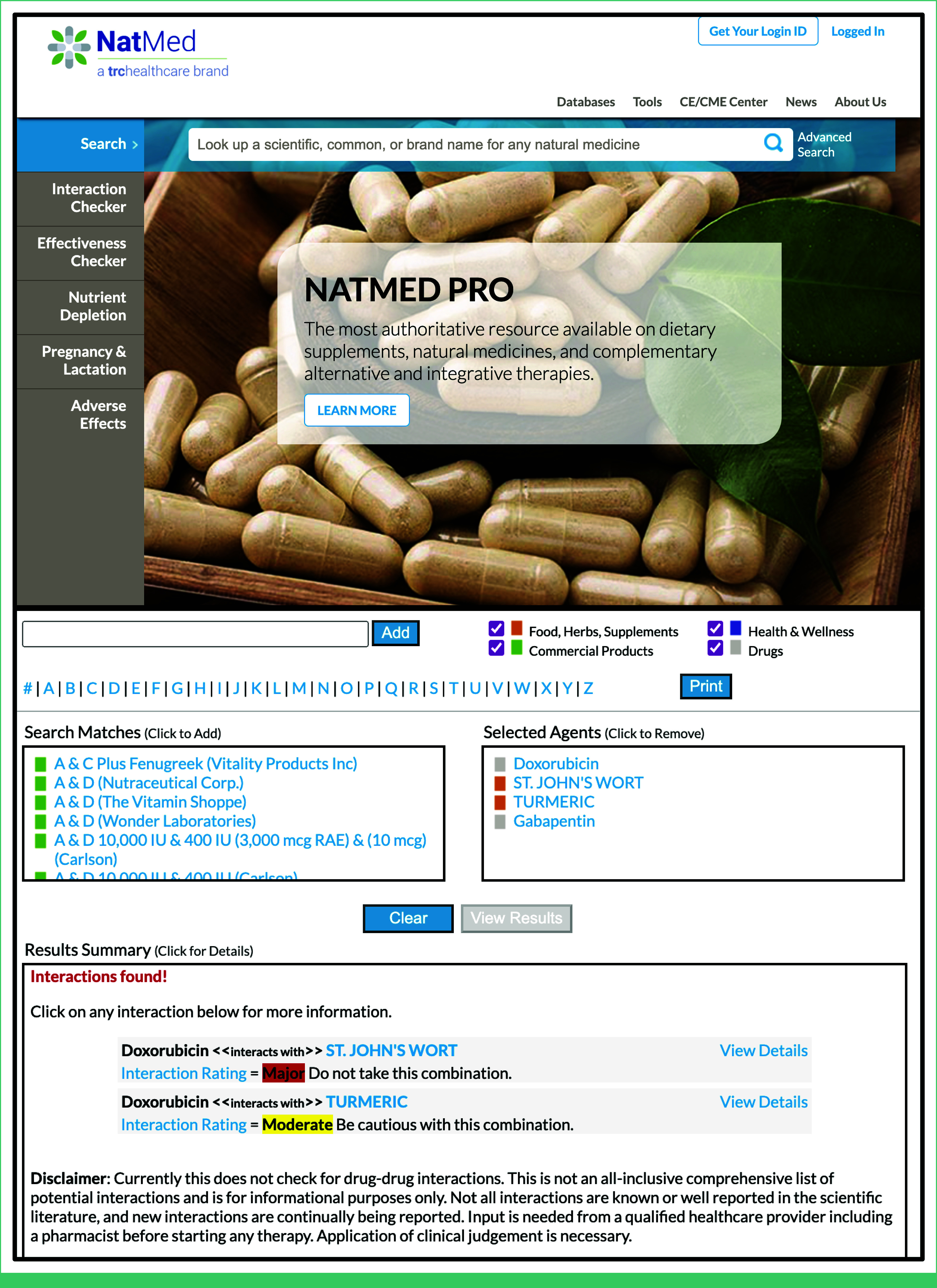 Validation and Utility of Drug-Nutrient Interaction and Dietary Supplement Mechanistic Activity in the Natural Medicines Database.