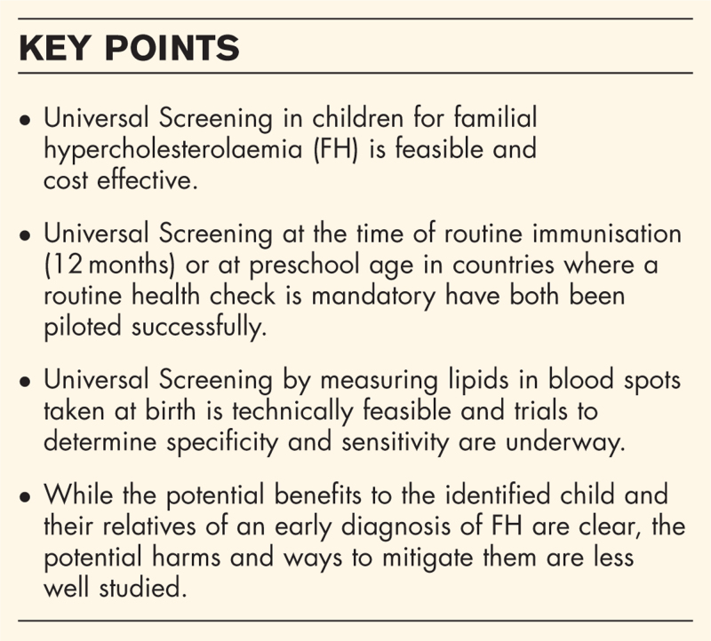 Universal screening for familial hypercholesterolaemia: how can we maximise benefits and minimise potential harm for children and their families?