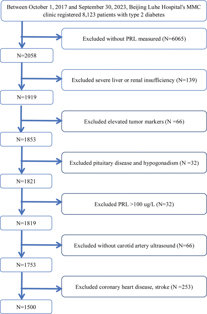 Mildly elevated serum prolactin level may be a protective factor for preventing thickening of the carotid intima-media in patients with type 2 diabetes mellitus.