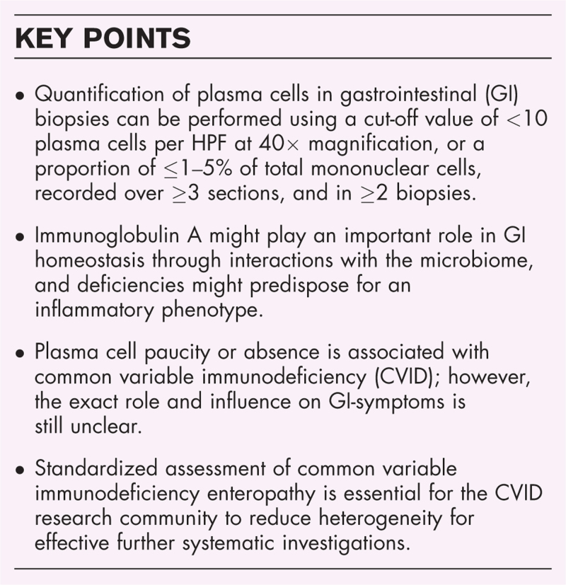 Paucity of gastrointestinal plasma cells in common variable immunodeficiency.