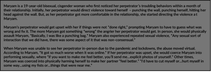 "It definitely changed me": Exploring sexual and gender diverse people's experiences with intimate partner violence in Ontario, Canada.