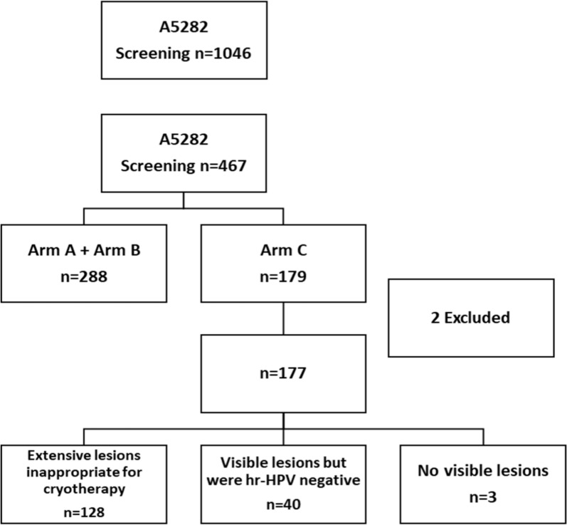 Extensive cervical lesion and treatment outcomes in women with HIV/HPV co-infection.